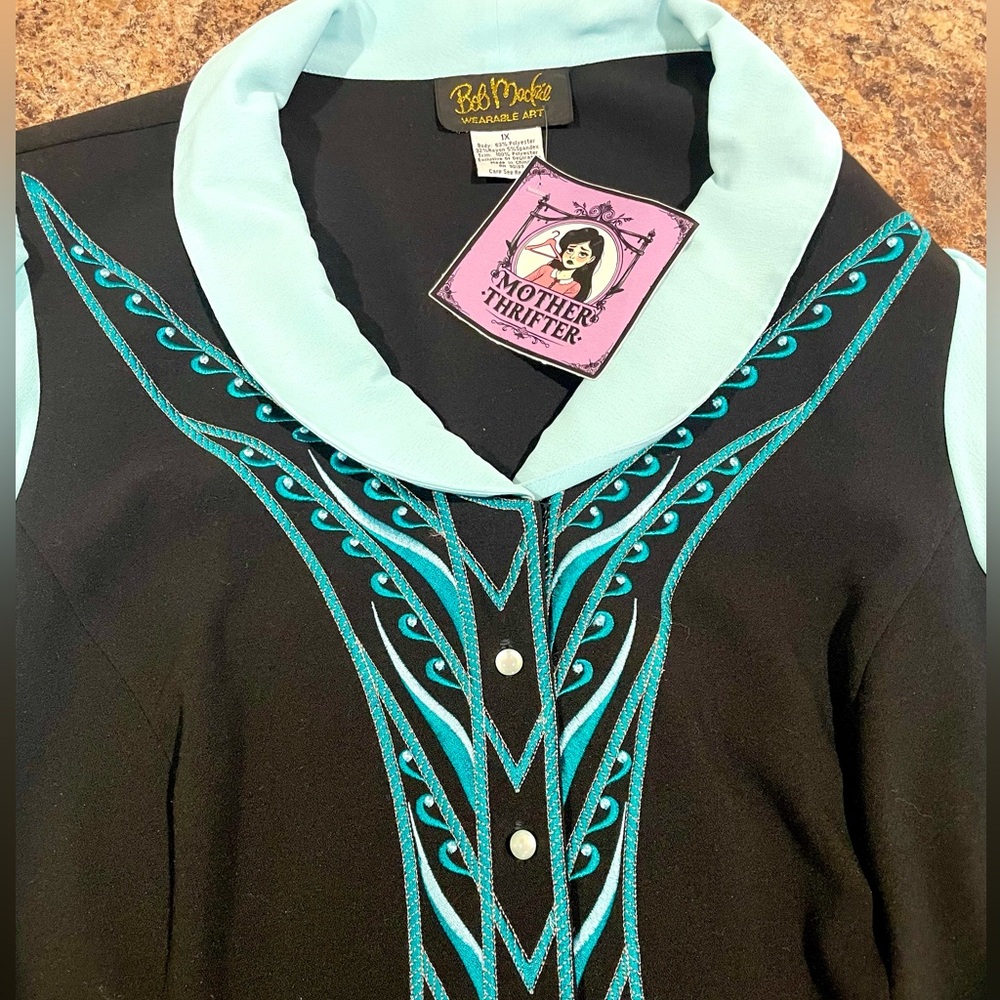 Rare! Bob Mackie Wearable Art Blouse - image 2